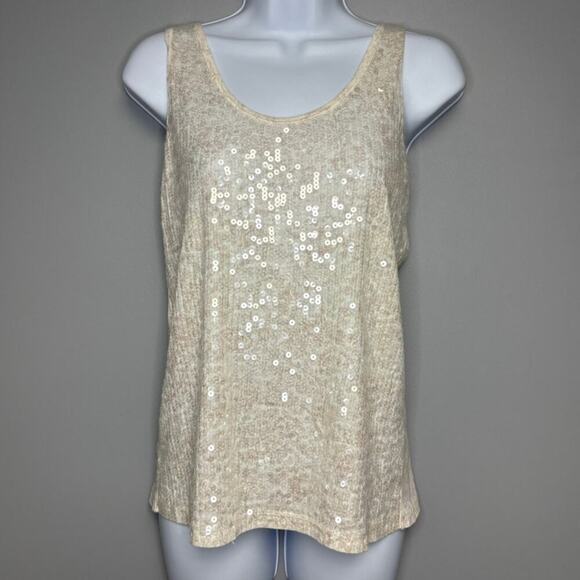 J.Crew Tops - J. Crew Romantic Paisley Ivory Floral Sequin Racer Back Tank Top Sz XS